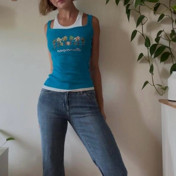 Y2K 2000’s Curacao Layered Camisole (Small) - Picture 1 of 5